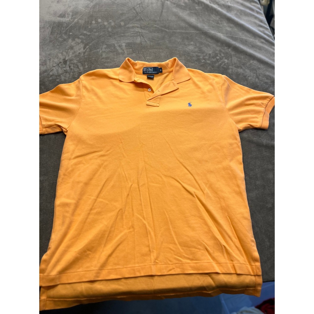 Polo Ralph Lauren Mens Orange Short‎ Sleeve Pony Logo Polo Shirt Size Medium
